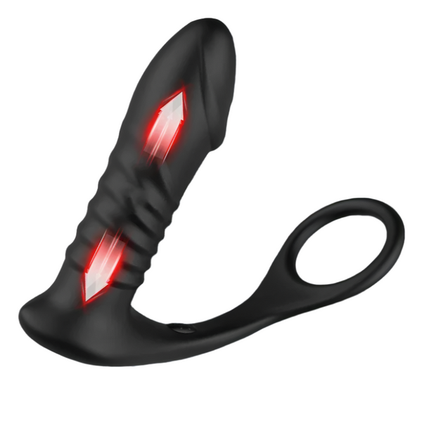 Telescopic Anal Plug with Prostate Massager & Vibrating Cock Ring | Thrusting Vibrating Anal Massager