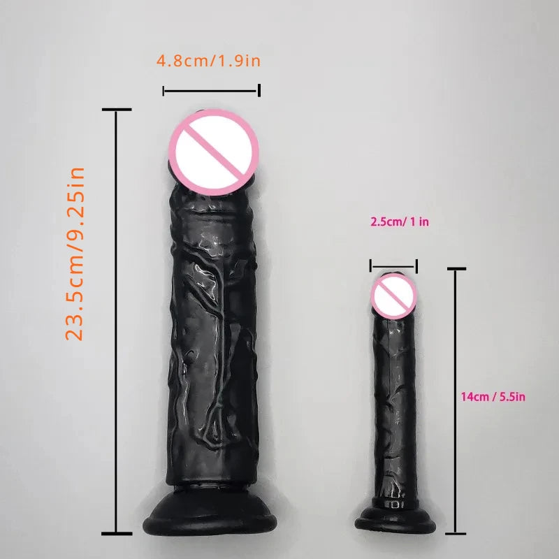 Caesar's Column Premium Realistic Silicone Black Dildo Suction Cup Set