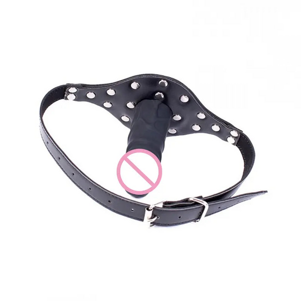 Adjustable Mouth Gag with Dildo Thrusting Kinky Toy for SM